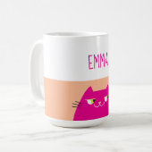 Roze Kat Naam Koffiemok (Voorkant links)