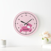 Roze Kat Nursery Wall klok (Huis)