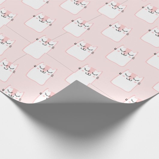 Roze Kat omlooppapier Cadeaupapier (Hoek)