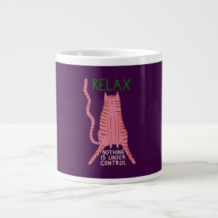 Roze Kat Ontspannen Niets Is Onder Controle Grote Koffiekop