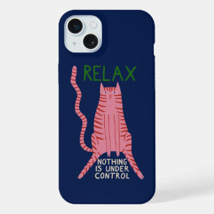 Roze Kat Ontspannen Niets Is Onder Controle iPhone 15 Plus Case