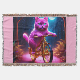 Roze kat op een Schilderachtig fietspad Deken