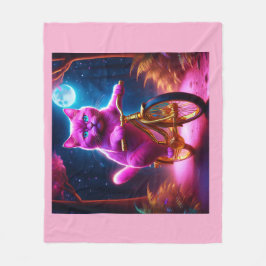 Roze kat op een Schilderachtig fietspad Fleece Deken