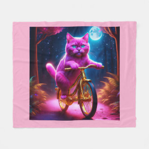 Roze kat op een Schilderachtig fietspad Fleece Deken