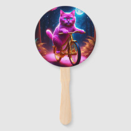 Roze kat op een Schilderachtig fietspad Handwaaier