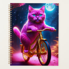 Roze kat op een Schilderachtig fietspad Planner