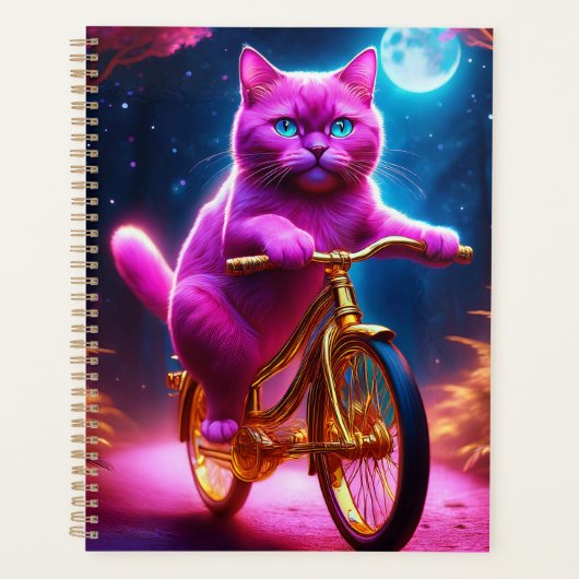 Roze kat op een Schilderachtig fietspad Planner (Voorkant)