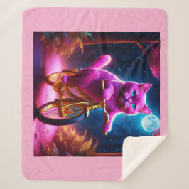 Roze kat op een Schilderachtig fietspad Sherpa Deken