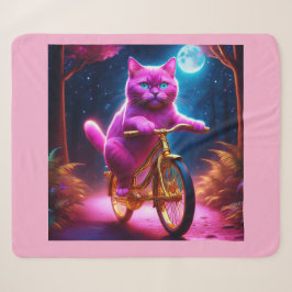 Roze kat op een Schilderachtig fietspad Sherpa Deken