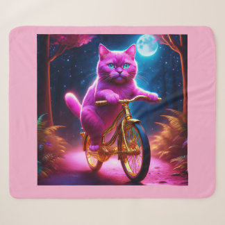 Roze kat op een Schilderachtig fietspad Sherpa Deken