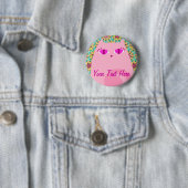  Roze Kat op Floral - Aangepaste Button Pin (In situ)