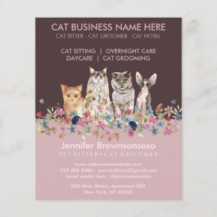 Roze Kat Oppas Dienst Flyer
