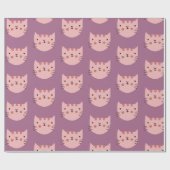 Roze kat Paars Cadeaupapier (Vlak)