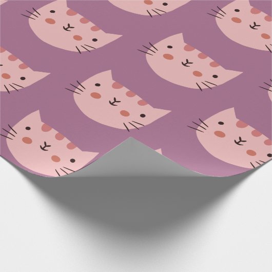 Roze kat Paars Cadeaupapier (Hoek)