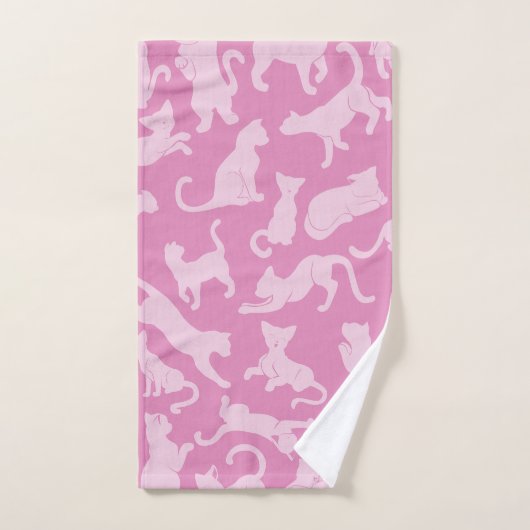 Roze kat patroon bad handdoek (Handdoek)