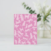 Roze kat patroon briefkaart (Staand voorkant)