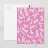 Roze kat patroon briefkaart (Voorkant / Achterkant)