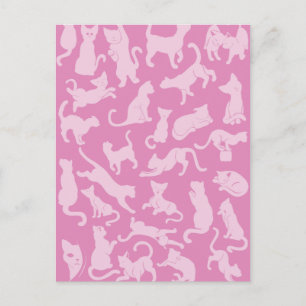 Roze kat patroon briefkaart