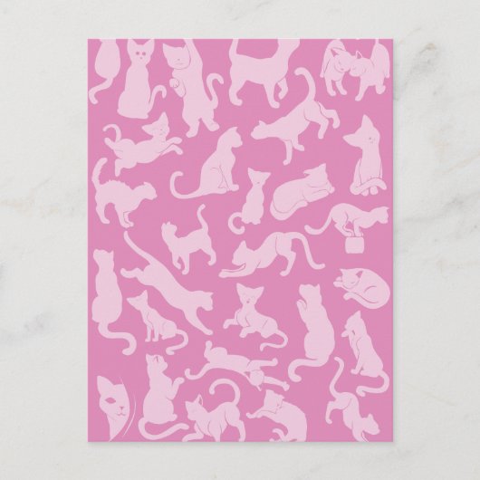 Roze kat patroon briefkaart (Voorkant)