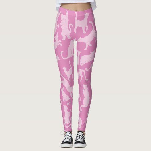 Roze kat patroon leggings (Voorkant)