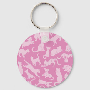 Roze kat patroon sleutelhanger