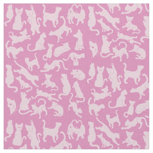 Roze Kat Patroon Stof (Close Up)