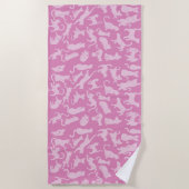 Roze kat patroon strandlaken (Voorkant)
