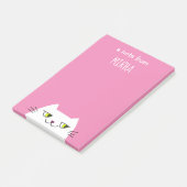 Roze Kat Plaknotities Aangepaste Naam Moppig Kawai Post-it® Notes (Schuin)