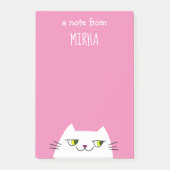Roze Kat Plaknotities Aangepaste Naam Moppig Kawai Post-it® Notes (Voorkant)