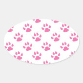 Roze kat poot printplaat ovale sticker (Voorkant)