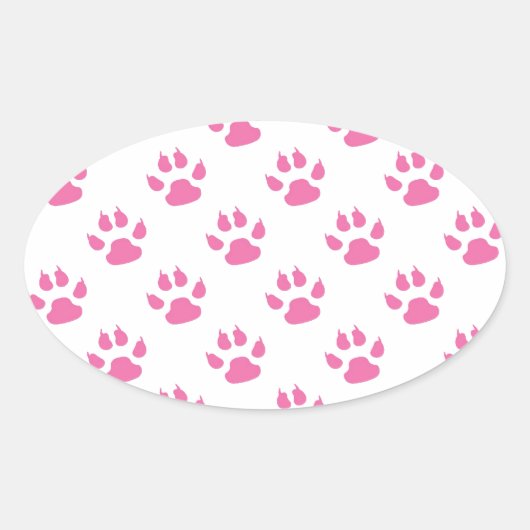Roze kat poot printplaat ovale sticker (Voorkant)