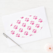 Roze kat poot printplaat ovale sticker (Envelop)