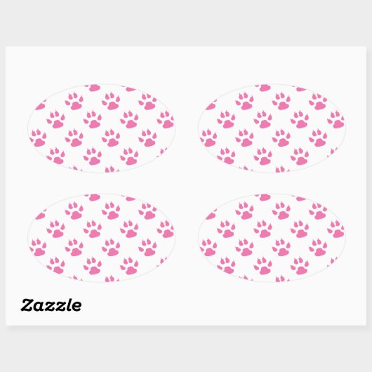 Roze kat poot printplaat ovale sticker (Vel)
