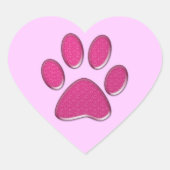Roze kat pootafdruk hart sticker (Voorkant)