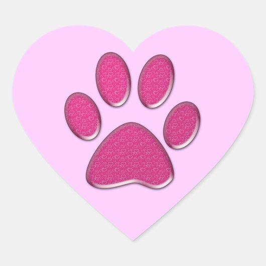 Roze kat pootafdruk hart sticker (Voorkant)