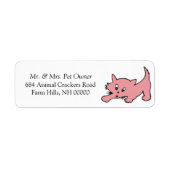 Roze Kat Return Address Mail Labkers Etiket (Voorkant)