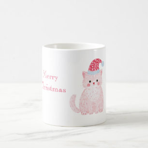 Roze Kat Rode Kerst Hoed Koffiemok