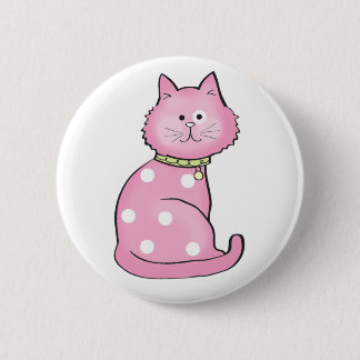 roze kat ronde button 5,7 cm