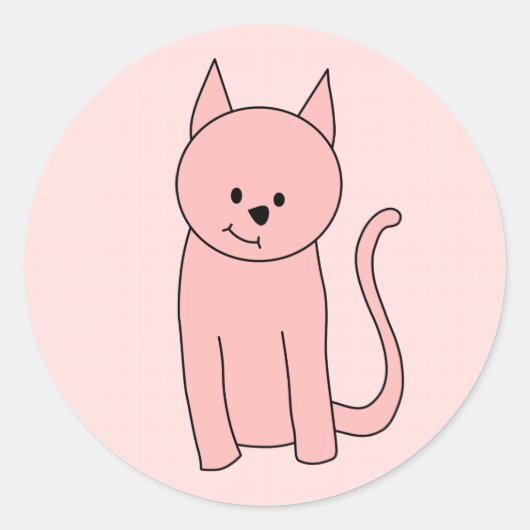  roze kat ronde sticker (Voorkant)