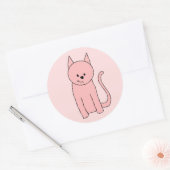  roze kat ronde sticker (Envelop)