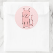  roze kat ronde sticker (Tas)