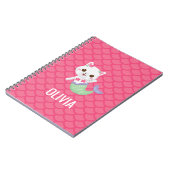 Roze kat roze schalen voor ormaïde zeemeermin, op  notitieboek (Linkerzijde)