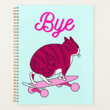 Roze kat schaatsen met grappige tekst