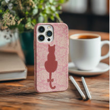 Roze kat silhouet telefoonhoesje