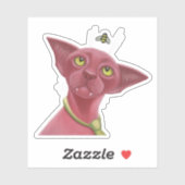 Roze kat sticker (Vel)