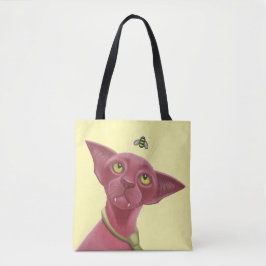 Roze kat tote bag