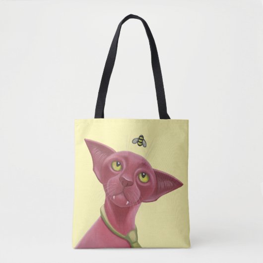 Roze kat tote bag (Voorkant)