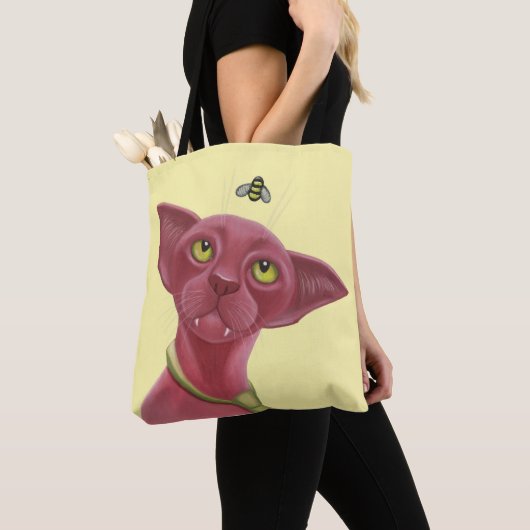 Roze kat tote bag (Dichtbij)