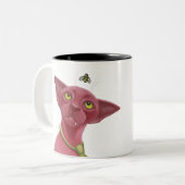 Roze kat tweekleurige koffiemok (Voorkant links)