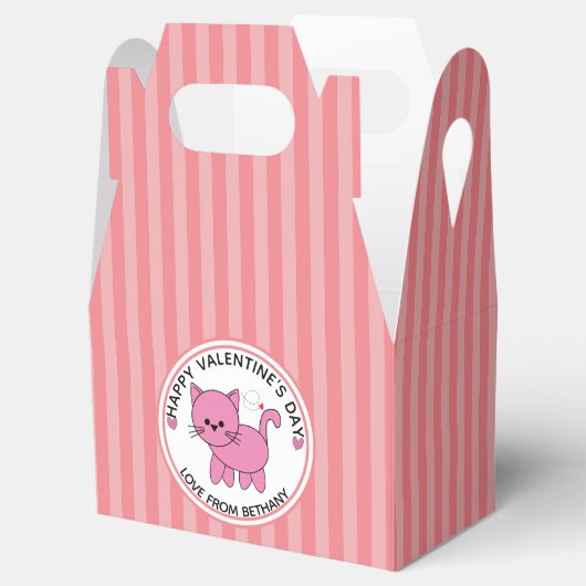Roze kat Valentijn Bedankdoosjes (Geopend)